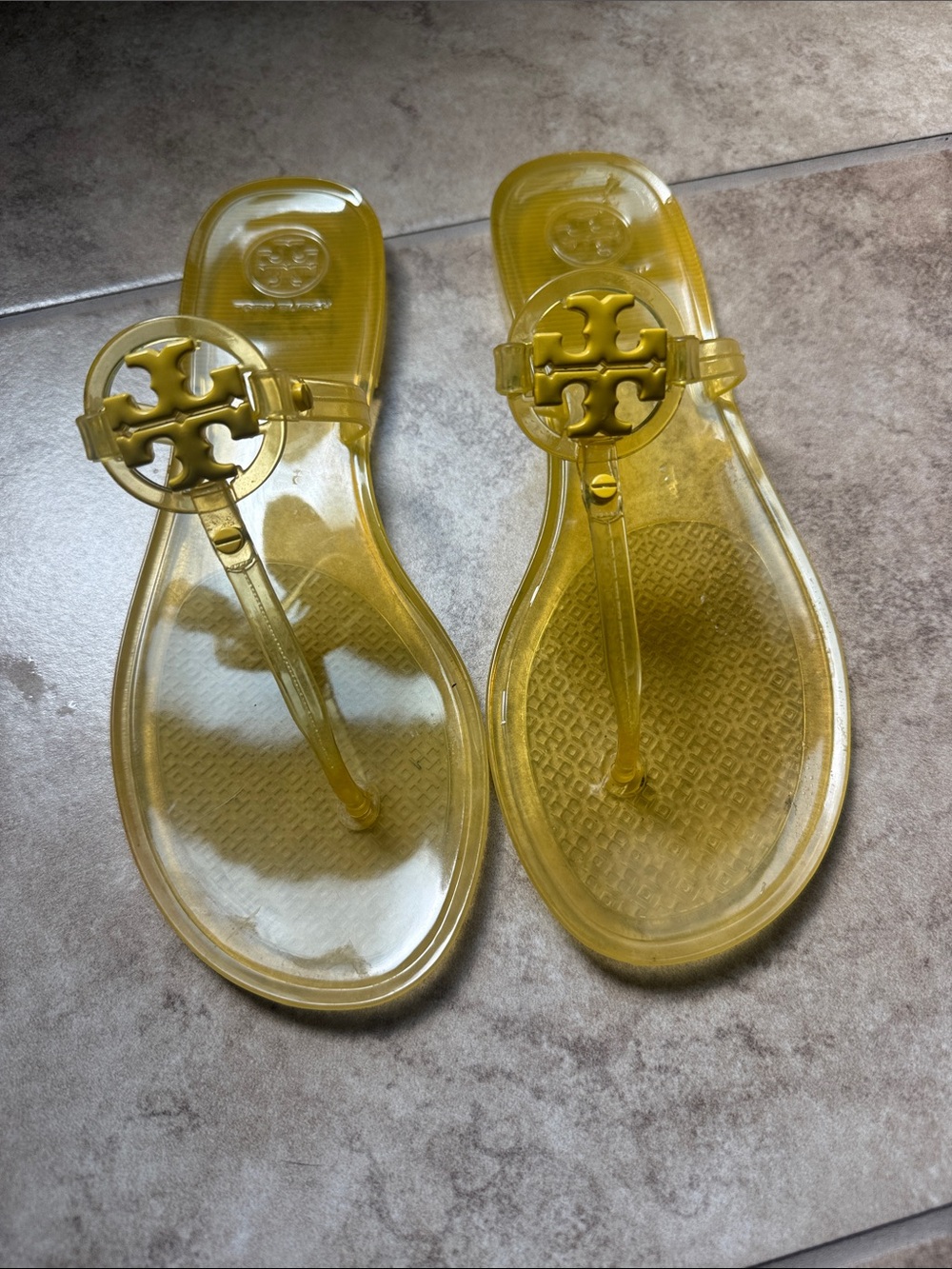 Tory Burch Yellow Jelly Logo Thong Sandals